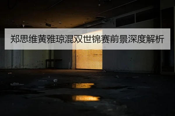 郑思维黄雅琼混双世锦赛前景深度解析